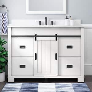 Brindley 48 in. W x 20 in. D x 35 in. H Single Sink Freestanding Bath Vanity in White with White Engineered Stone Top