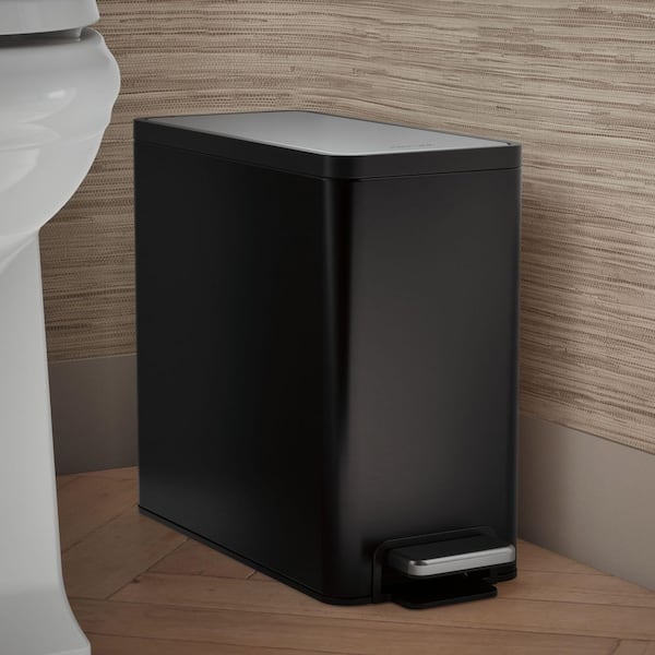2.5 Gal. Black Stainless Slim Trash Can