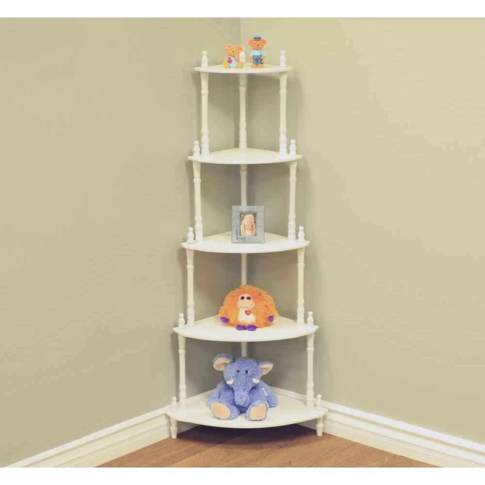 5-Tier Corner Decorative Shelving Rack in White - thumbnail 6