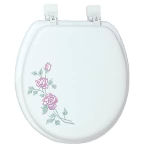 Ginsey Round Closed Front Embroidered Soft Toilet Seat in Rose Garden