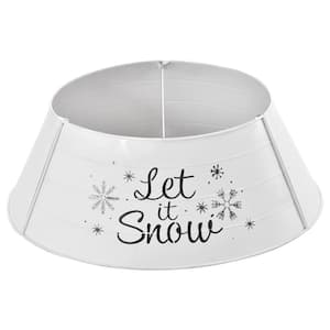 26 in. White Steel Home Xmas Decoration Christmas with Snowflake Printed Christmas Tree Collar