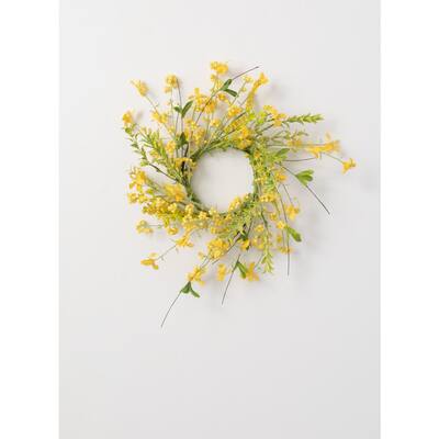 9 in. Artificial Yellow Wispy Mini Wreath
