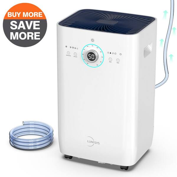 125 pt. 8,500 sq. ft. Quiet Portable Dehumidifier in White for Home, with Built-in Pump, Auto Defrost, Clothes Dry