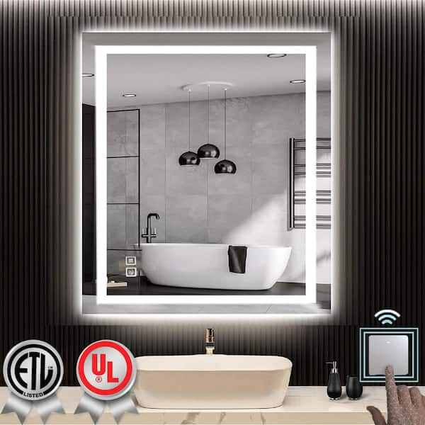 Waterpar Super Bright 30 In W X 36 In H Rectangular Frameless Anti Fog Led Wall Bathroom