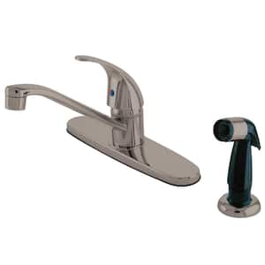 Legacy Single-Handle Deck Mount Centerset Kitchen Faucets with Side Sprayer in Brushed Nickel