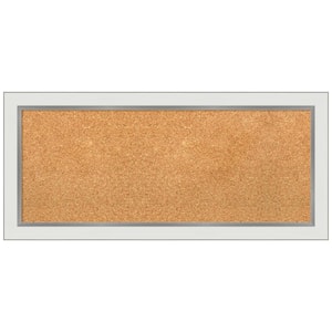 Eva White Silver 33.12 in. x 15.12 in Narrow Framed Corkboard Memo Board