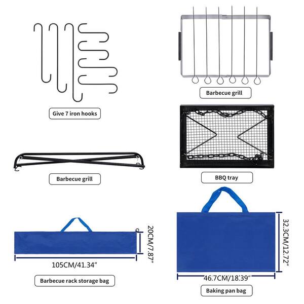 BOZTIY 16 in. Black Hooks for Dutch Oven Charcoal Grill Adjustable