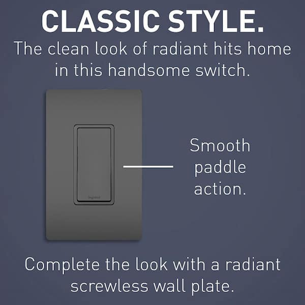 radiant 15 Amp 120-Volt 3-Way Decorator/Rocker Light Switch, Black