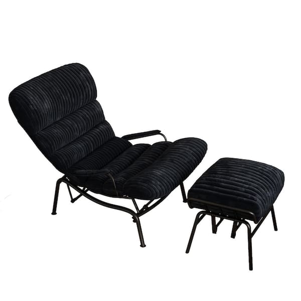 Allwex Oren Black Plush Corduroy Modern Lazy Armchair Allwex Oren Black Plush Corduroy Modern Lazy Armchair