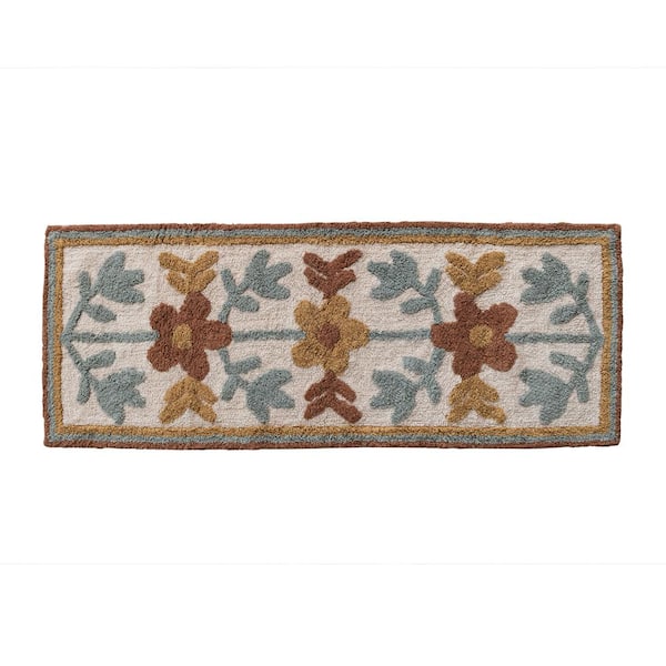 Storied Home 2 x 5 ft. Multicolored Floral Cotton Tufted Floor Runner Rug