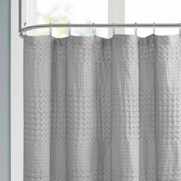 Madison Park Eider Grey 72 In Super, Solid Grey Fabric Shower Curtain