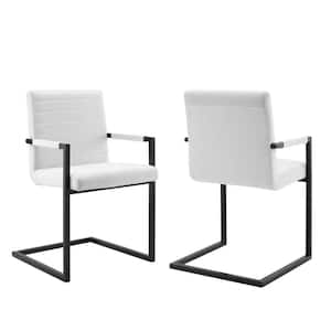 Savoy White Performance Velvet Dense Foam Padding Dining Arm Chair (Set of 2)