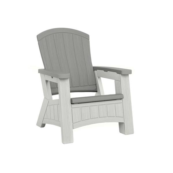 Suncast Dove Gray and White Plastic Adirondack Chair (1-Pack) BMAC1020 ...