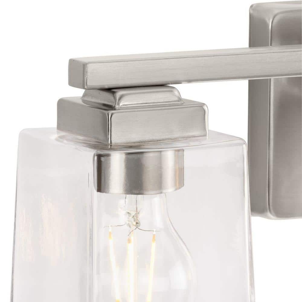Brushed Nickel 3-Light Vanity with Clear Glass Shades