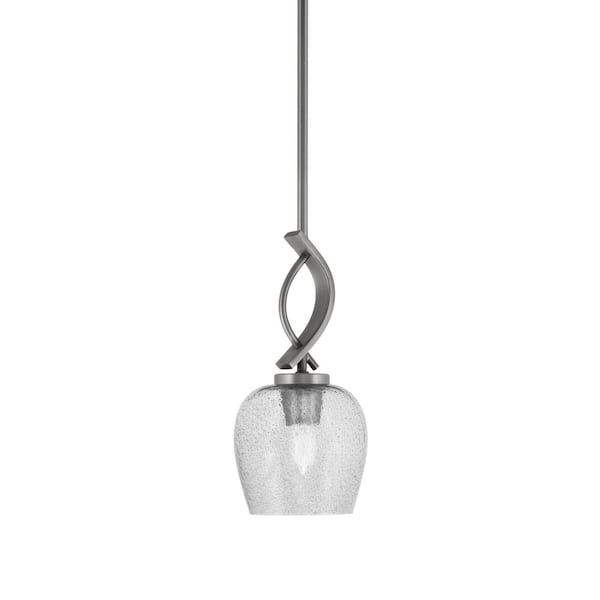 Unbranded Olympia 100-Watt 1-Light Graphite Shaded Mini Pendant Light width Glass Shade