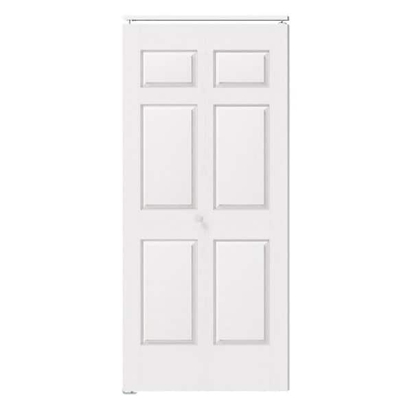36 in. x 80 in. 6 Panel Textured MDF White Hollow Core Composite DIY Painted Bi-Fold Door with Hardware Kits