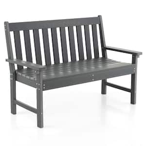 2-Person 52 Inch Plastic HDPE Outdoor Bench with Backrest and Armrests