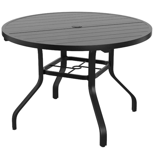 48 inch black iron patio table with umbrella hole MFSTUDIO 5 Pcs Dining Set fo 4, 42" Round Wrought This table has a seating capacity for four people Mondawe 48 in. W Round