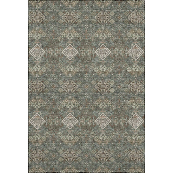 Mayfield Premium Machine Washable Abstract AMF2477 Basil 10 ft. x 14 ft. Area Rug