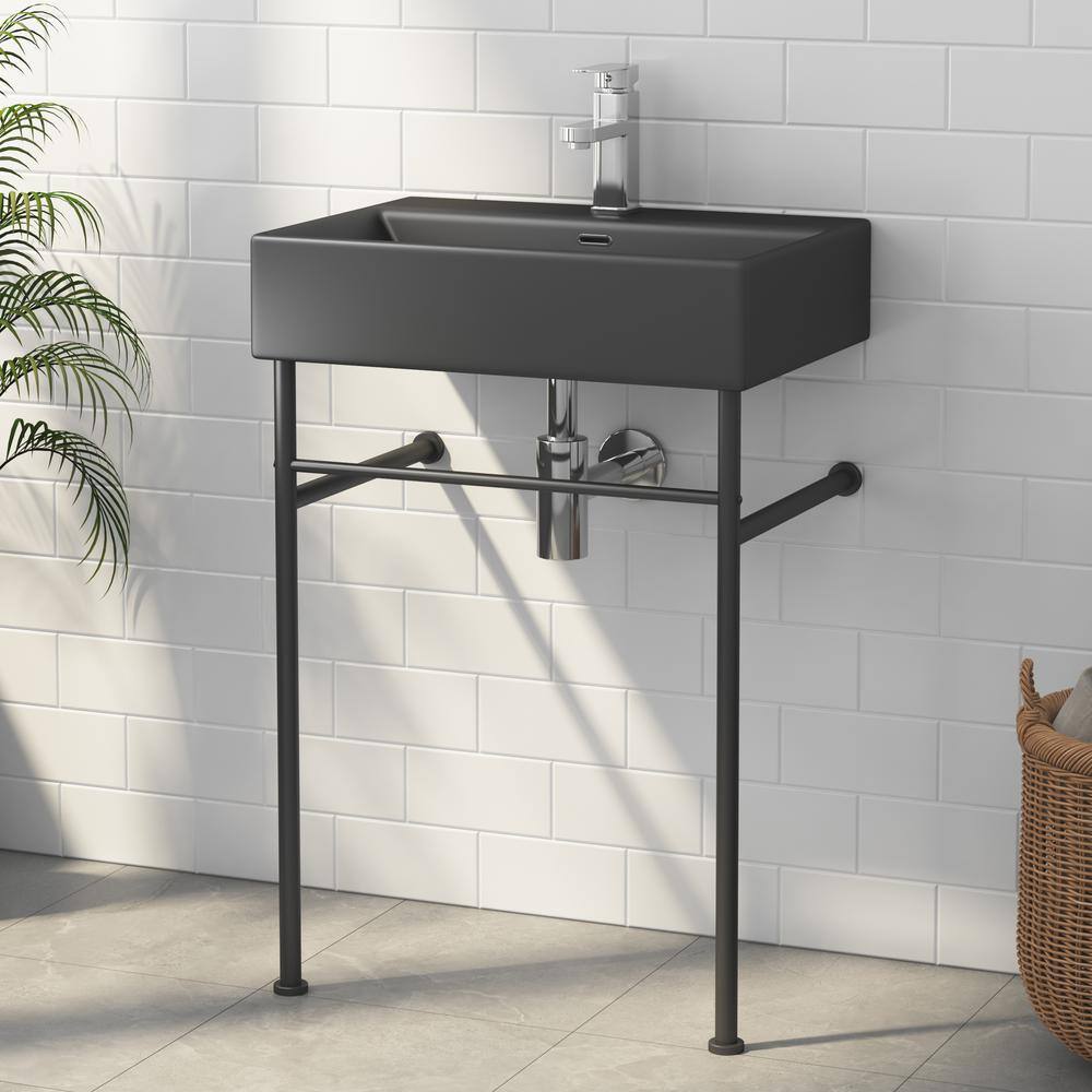Turner Matte Black Ceramic Wall-Mount Console Sink