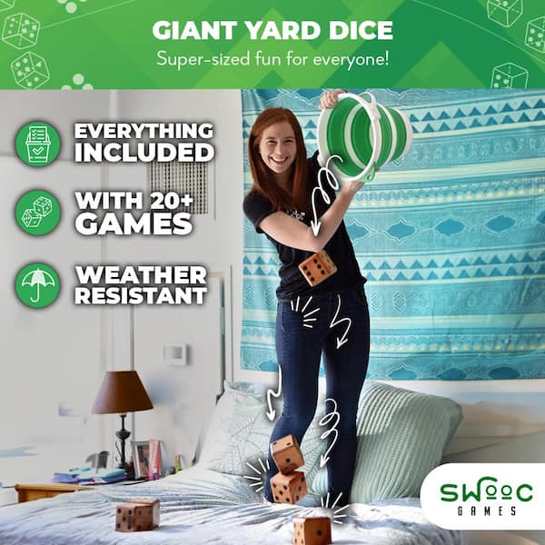 SWOOC Yardzee & Yardkle Giant Yard Dice with Collapsible