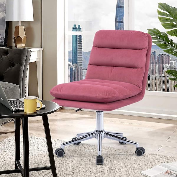 pink desk chair without wheels