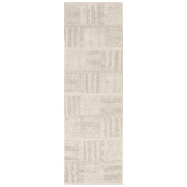 Nourison Nordic Ivory Beige 2 ft. x 6 ft. All-over design Contemporary Runner Area Rug