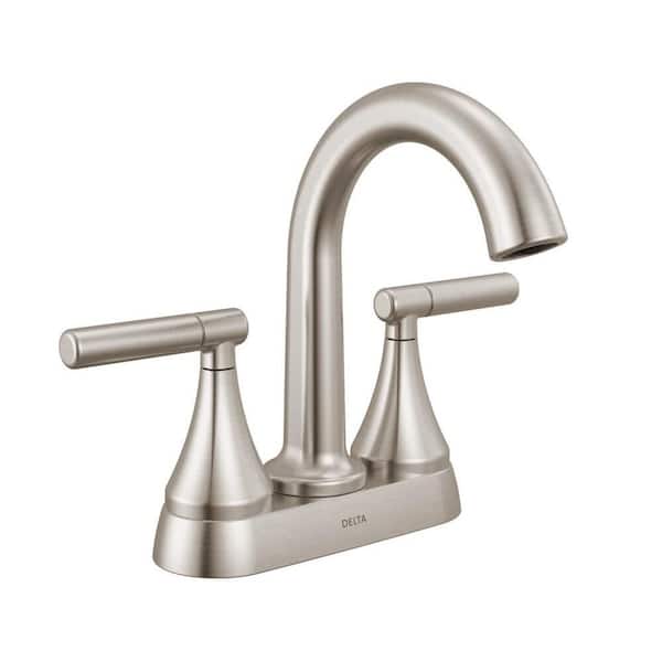 Foundations Design Series Modern 4 in. Centerset Double Handle Bathroom Sink Faucet in Stainless