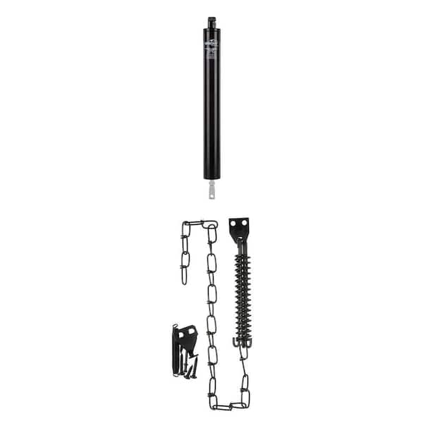 Steel Screen Door Chain Stop and Pneumatic Standard Duty Closer Combo, Black