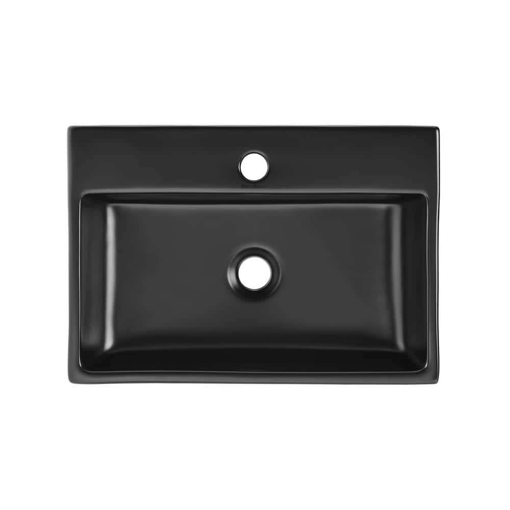 Claire 20" Matte Black Ceramic Rectangular Vessel Sink