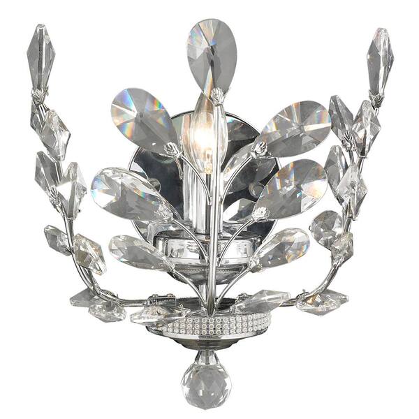 Worldwide Lighting Aspen Collection 1-Light Chrome Crystal Sconce