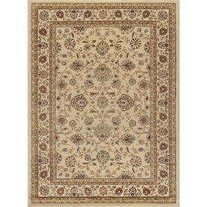 Elegance Floral Beige 8 ft. x 10 ft. Indoor Area Rug