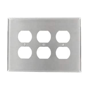 Stainless Steel 3-Gang Duplex Outlet Wall Plate (1-Pack)