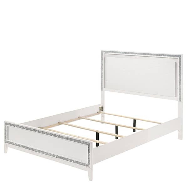 Haiden LED & White Finish King Panel Headboard Bed