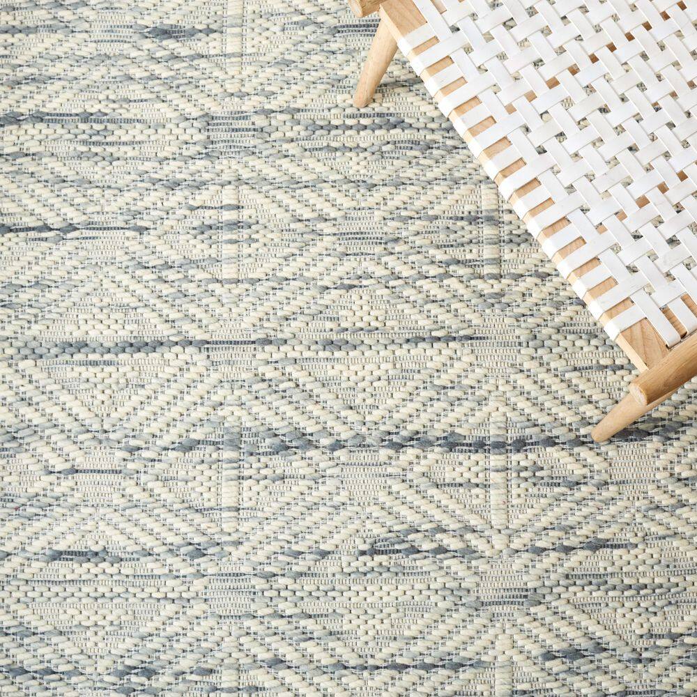 Elegant Geometric Gray Wool 8' x 10' Handwoven Area Rug