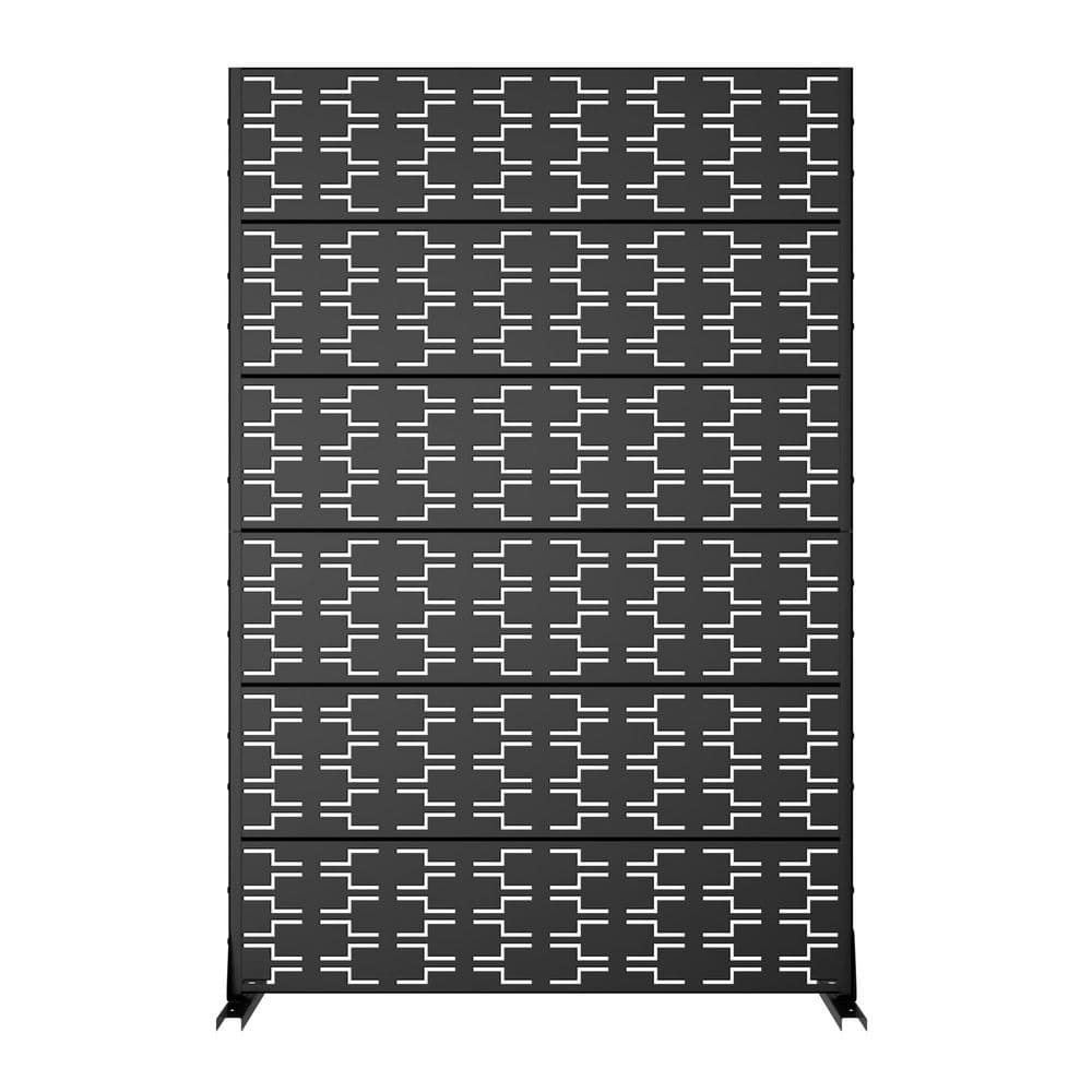 6 ft. x 4 ft.  Black Outdoor Galvanized Steel Privacy Screen