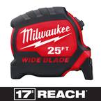 25 ft. x 1-5/16 in. Wide Blade Tape Measure with 17 ft. Reach