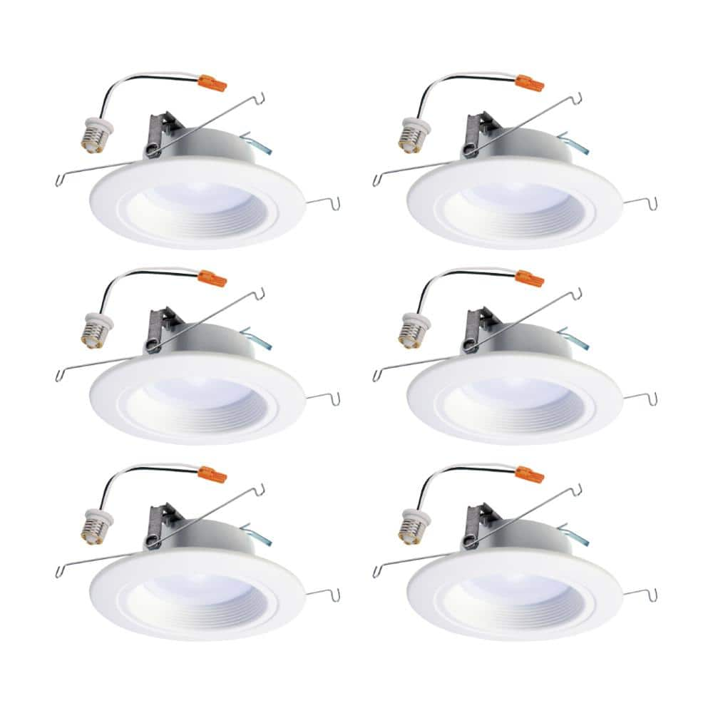 HALO RL 5 in. and 6 in. 2700K CCT Integrated LED White Recessed Light Retrofit Trim 90 CRI, Title 20 Compliant (6-Pack)