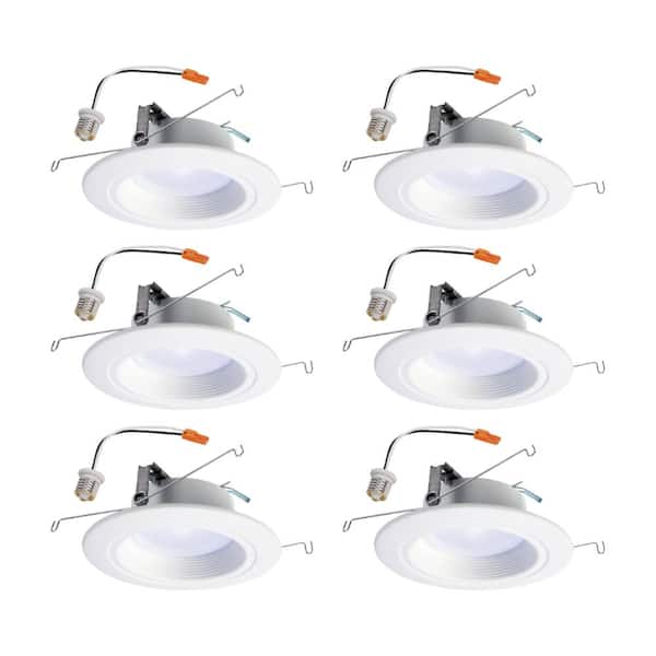 HALO RL 5 in. and 6 in. White Integrated LED Recessed Ceiling Light Retrofit Value Pack with Dimmer 90 CRI, 3000K (6-Pack)