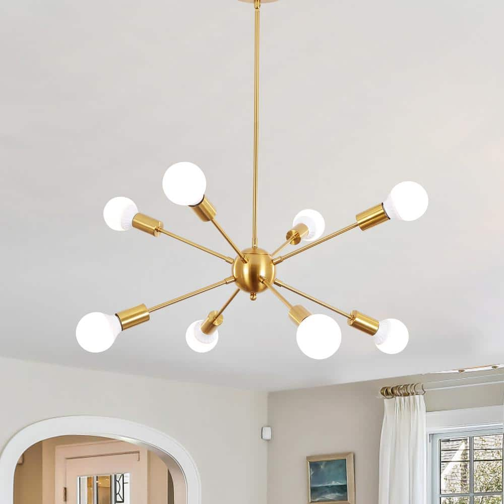 ZJVAIVE 8-Light Gold Modern Sputnik Chandelier for Living Room with No ...