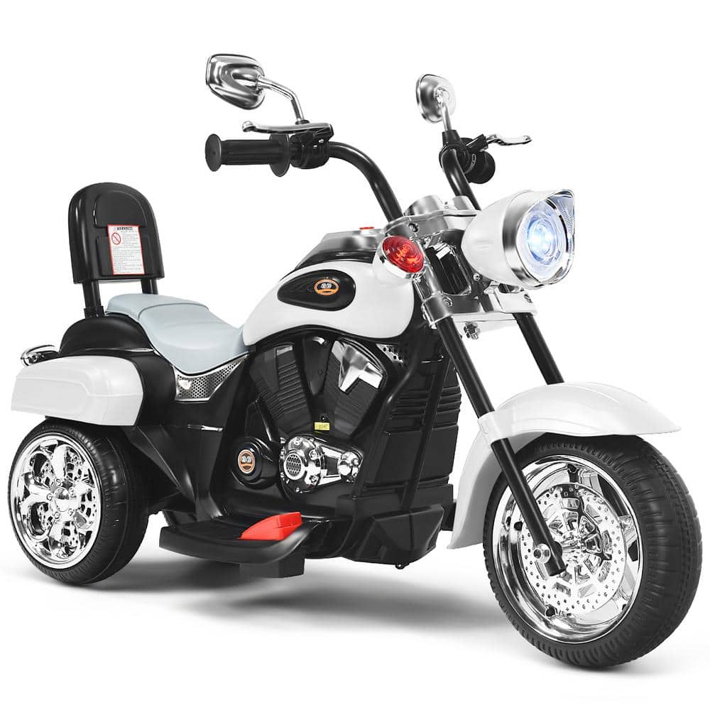 Costway 3 Wheel Kids Ride On Motorcycle 6V Battery Powered Electric Toy White