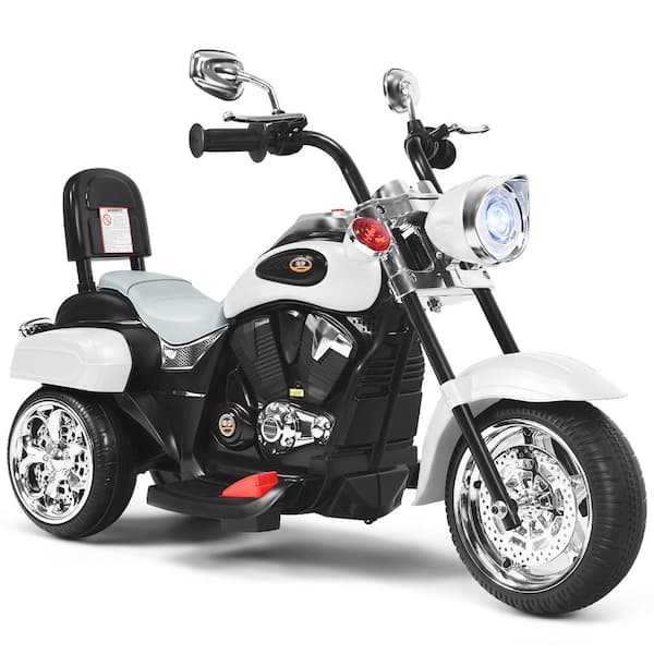 Costway 3 Wheel Kids Ride On Motorcycle 6-Volt Battery Powered Electric Toy White
