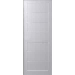 24 in. x 80 in. Liah Bianco Noble Finished Frosted Glass 4-Lite Solid Core Wood Composite Interior Door Slab No Bore