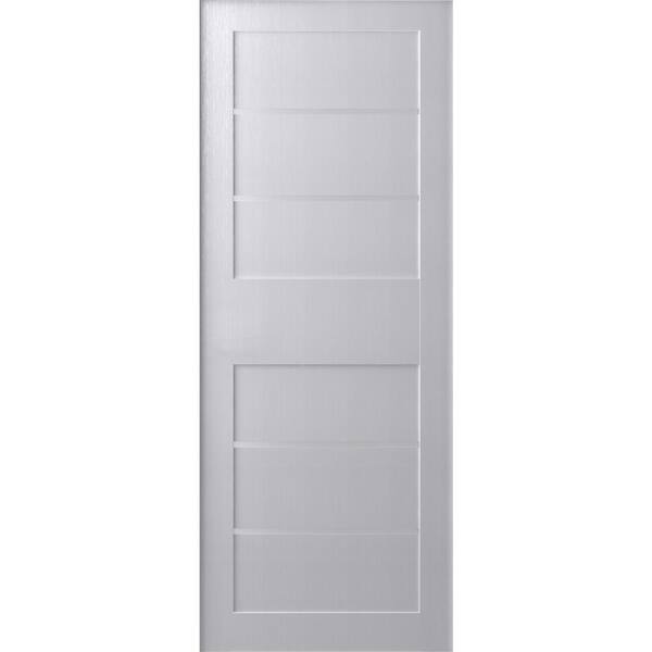 Belldinni 24 in. x 80 in. Liah Bianco Noble Finished Frosted Glass 4-Lite Solid Core Wood Composite Interior Door Slab No Bore