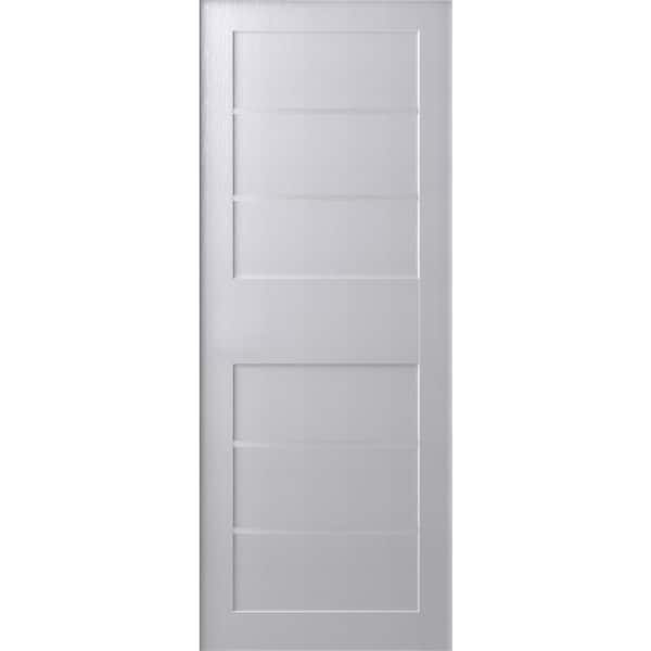 36 in. x 80 in. Liah Bianco Noble Finished Frosted Glass 4-Lite Solid Core Wood Composite Interior Door Slab No Bore