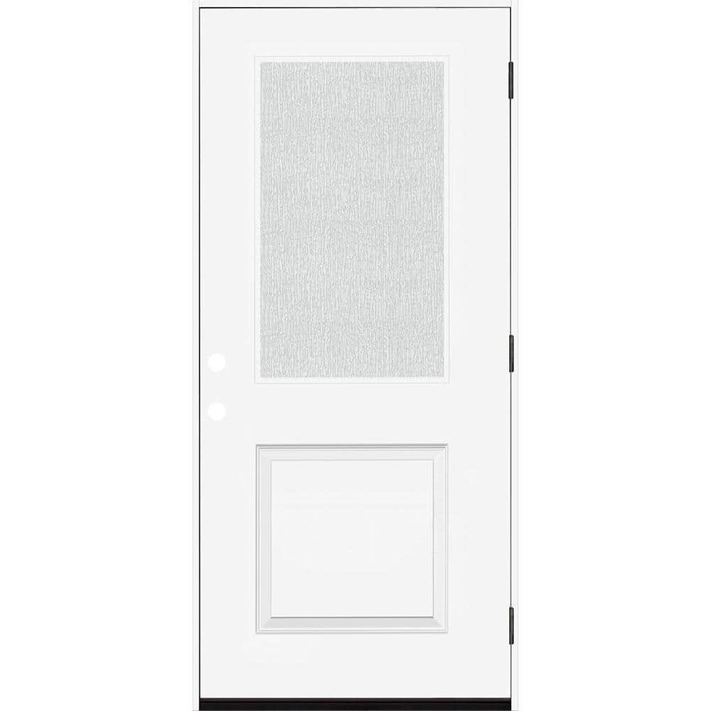 Legacy 36 in. W. x 80 in. 1/2-Lite Rain Glass LHOS White Primed Fiberglass Prehend Front Door price history on PriceWatchPro