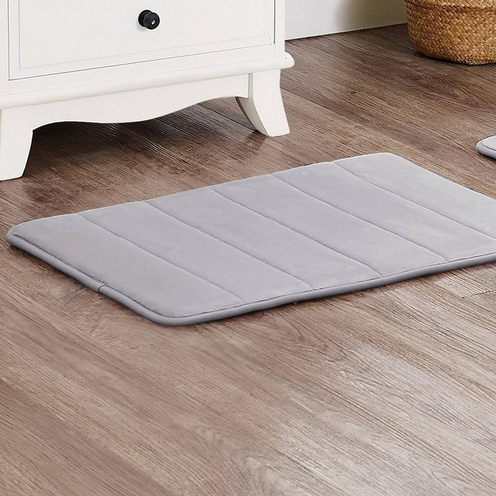 Gray Memory Foam 20" x 32" Machine-Washable Bath Mat Set