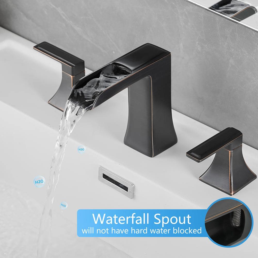 Oil Rubbed Bronze Widespread Bathroom Faucet with Lever Handles