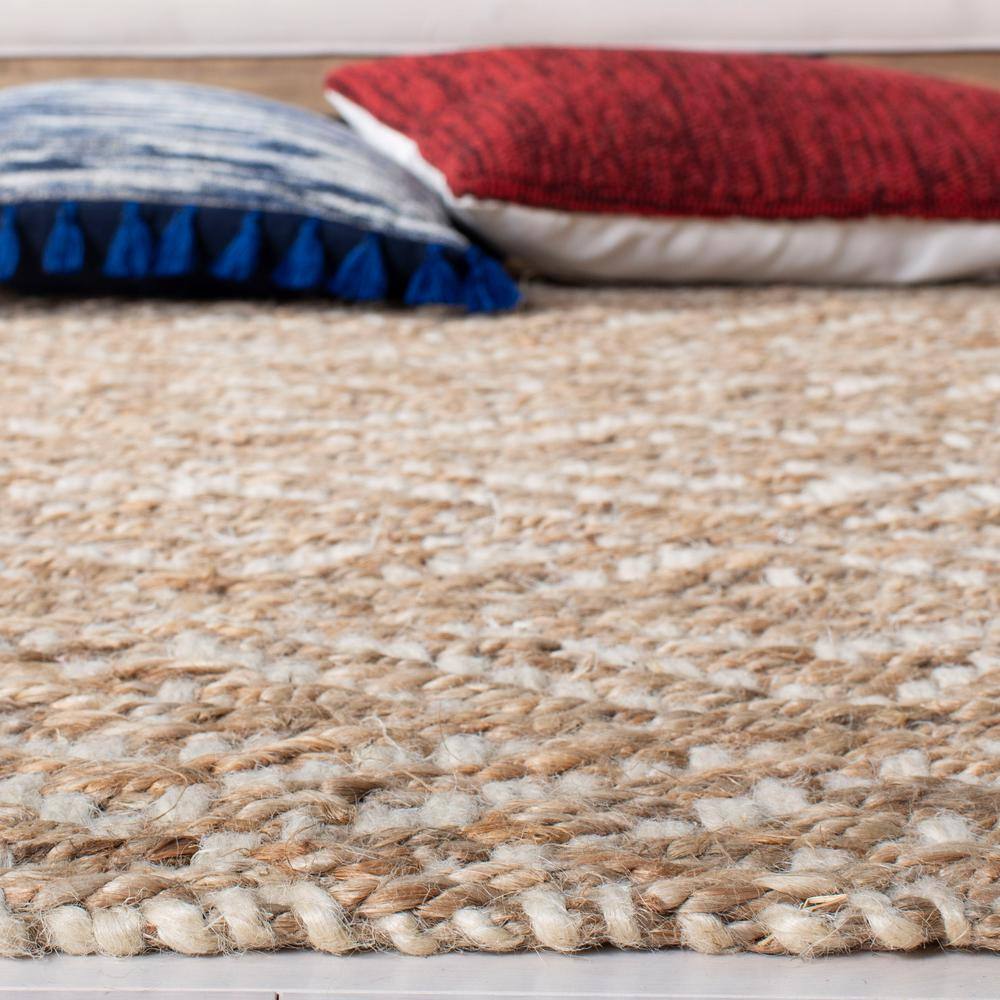 Hand-Woven Ivory Jute 27" Runner Rug with Diamond Trellis Pattern