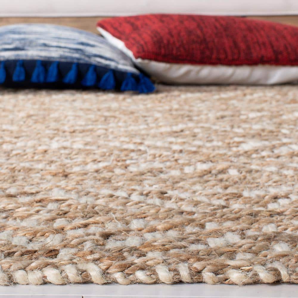 Ivory Natural Fiber 7' x 7' Square Hand-Knotted Rug